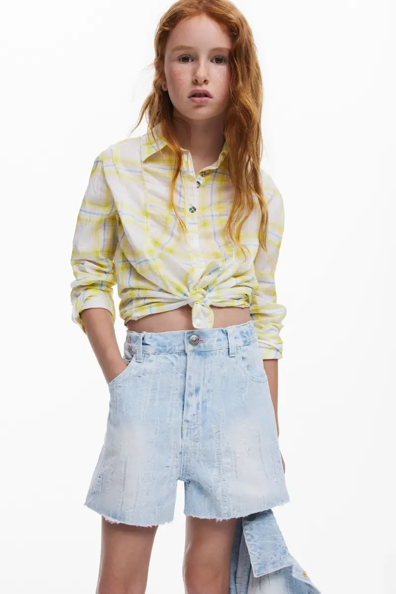 Short denim trucker BLUE