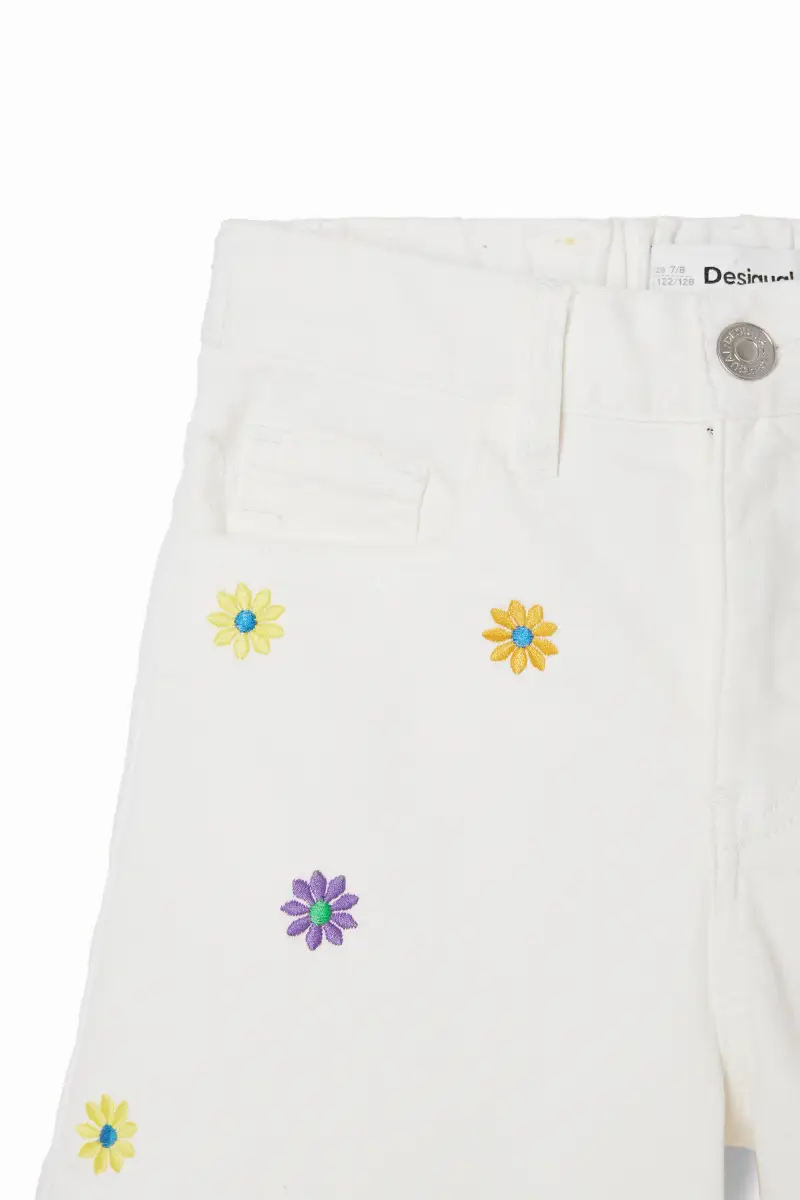 Shorts denim margherite WHITE miniatura 2