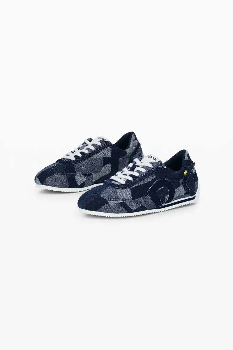 Sneaker in denim patchwork BLUE miniatura 2