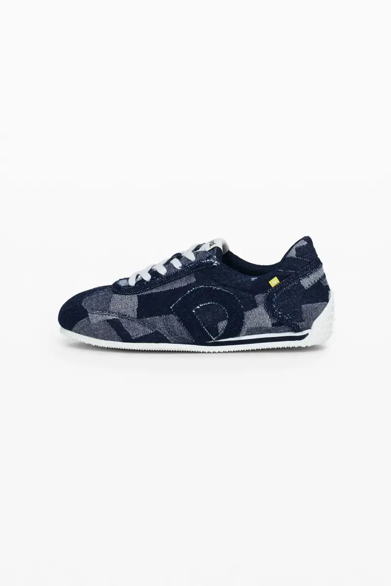 Sneaker in denim patchwork BLUE