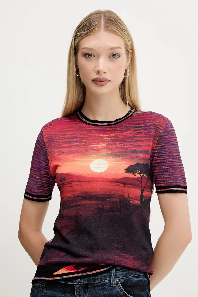 Desigual T-shirt Donna Arancione 3567894 miniatura 4