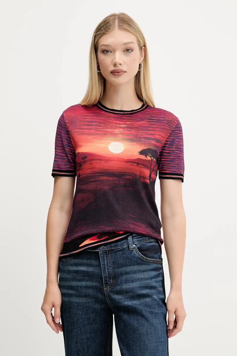 Desigual T-shirt Donna Arancione 3567894