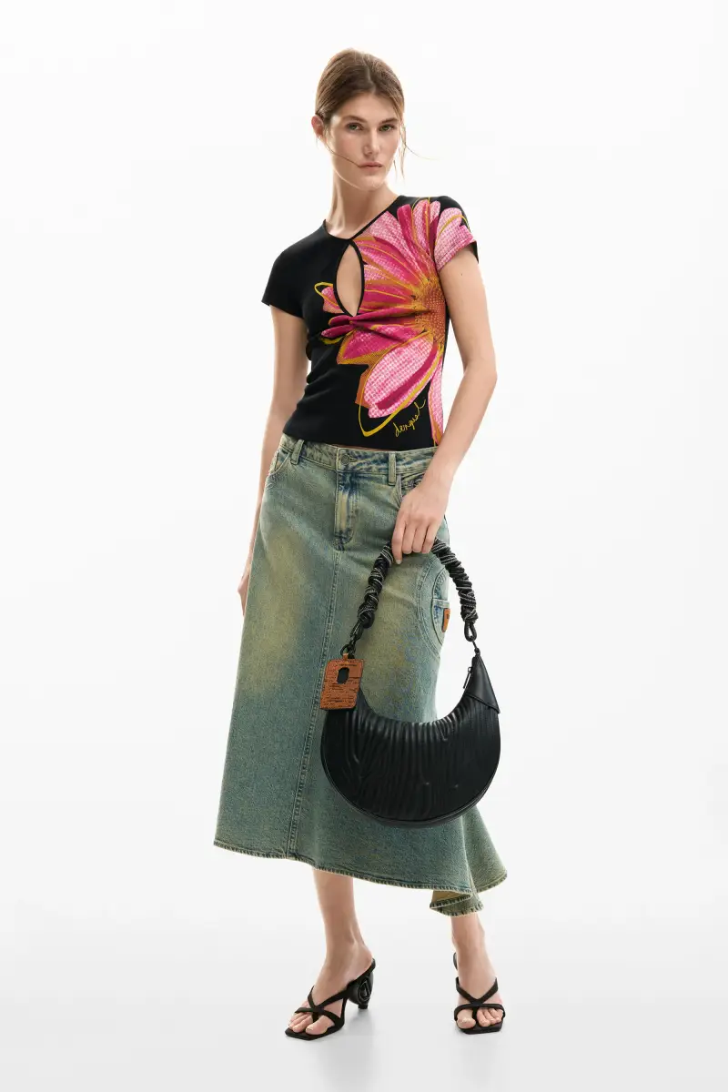 Desigual T-shirt Nero 4243235 miniatura 2