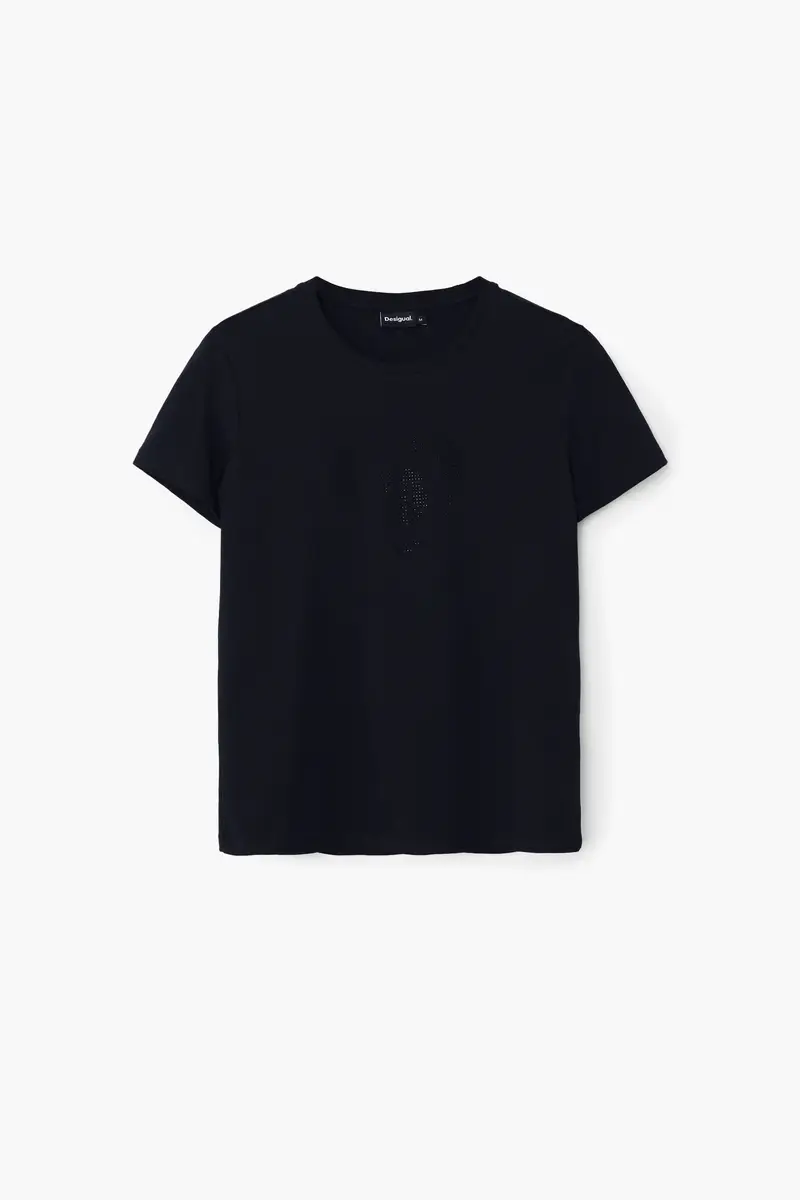 T-shirt con imagotipo in strass BLACK