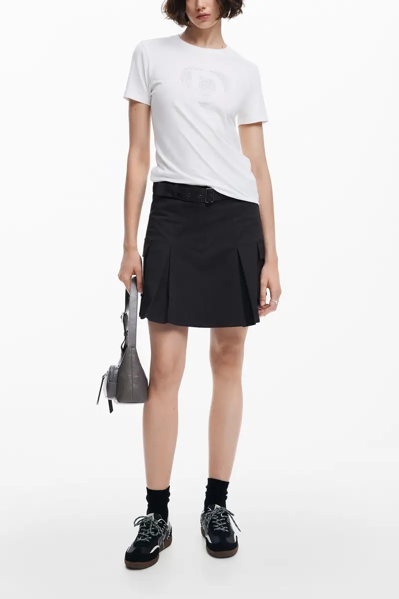 T-shirt con imagotipo in strass WHITE miniatura 2