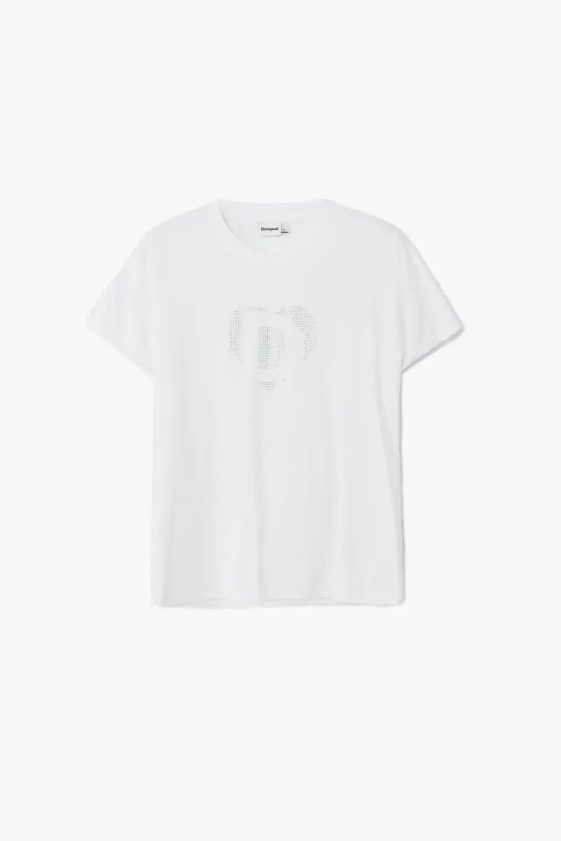 T-shirt con imagotipo in strass WHITE