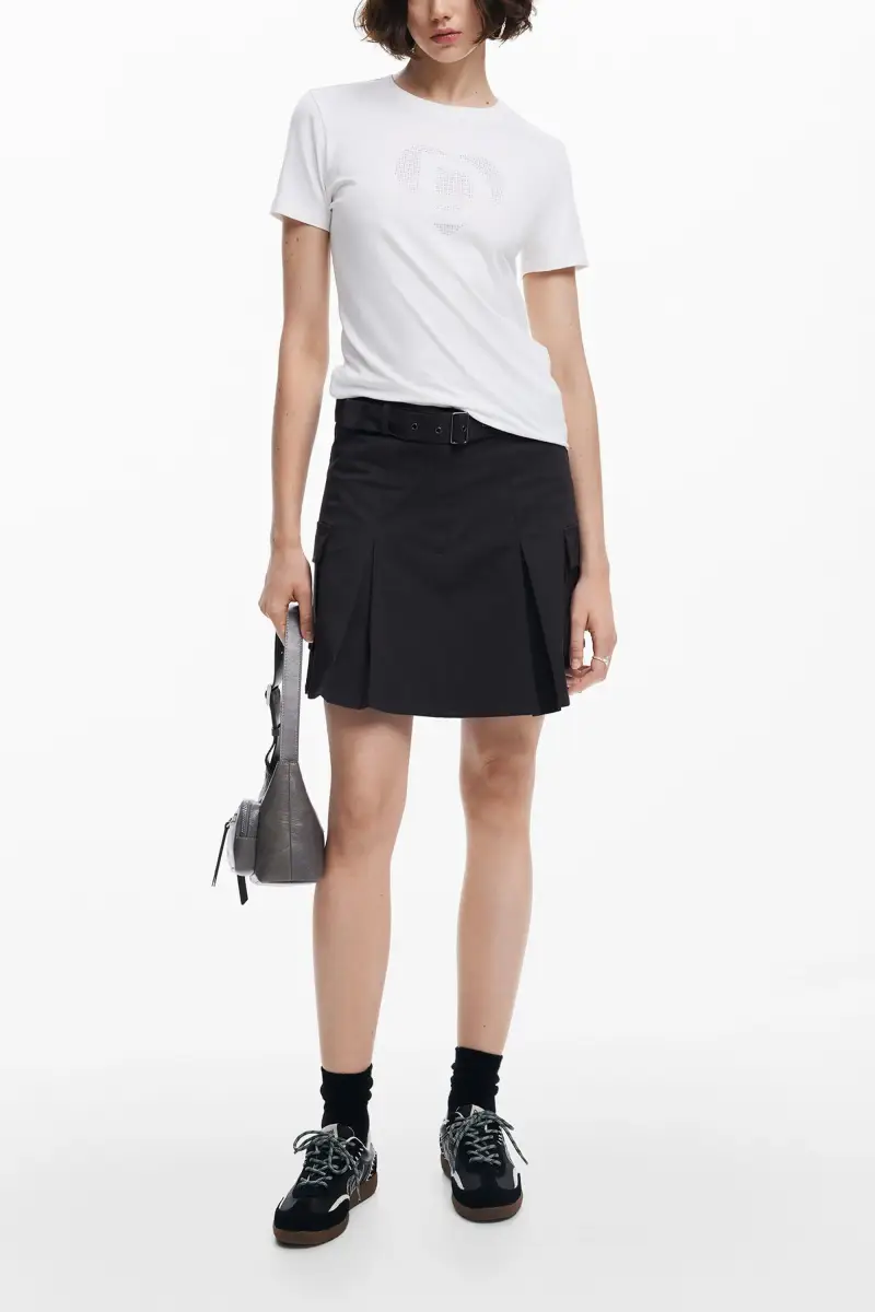 T-shirt con imagotipo in strass WHITE miniatura 2