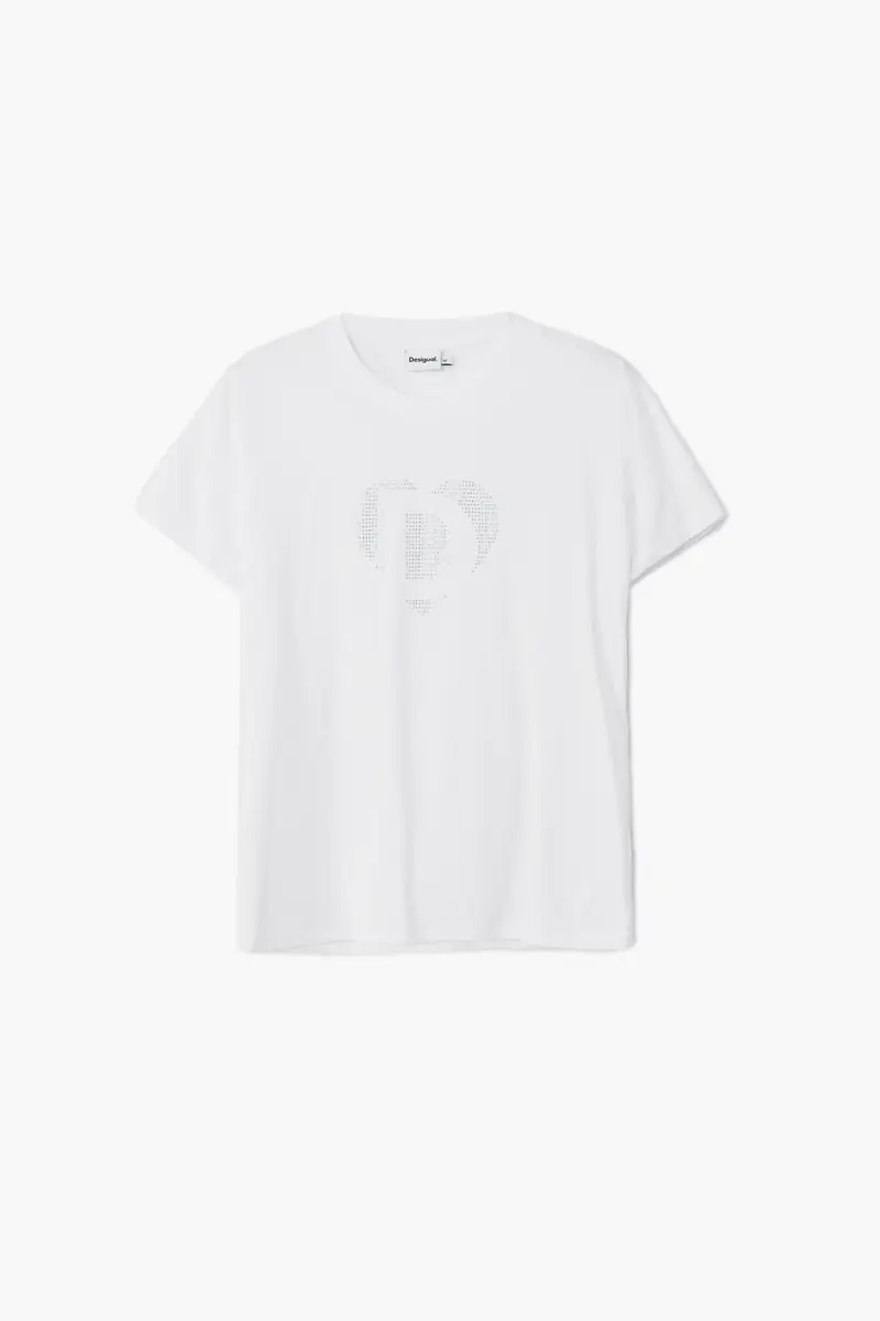 T-shirt con imagotipo in strass WHITE