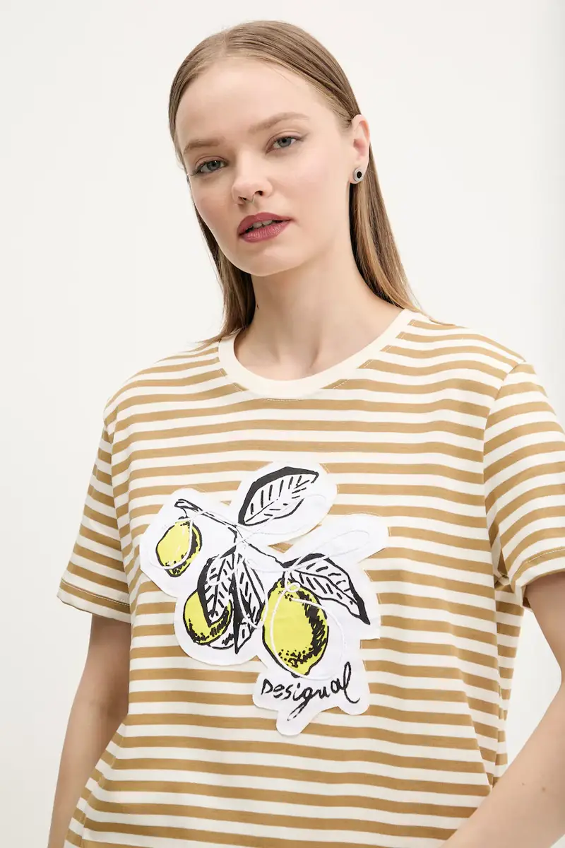 Desigual T-shirt Donna Beige 3121516 miniatura 4