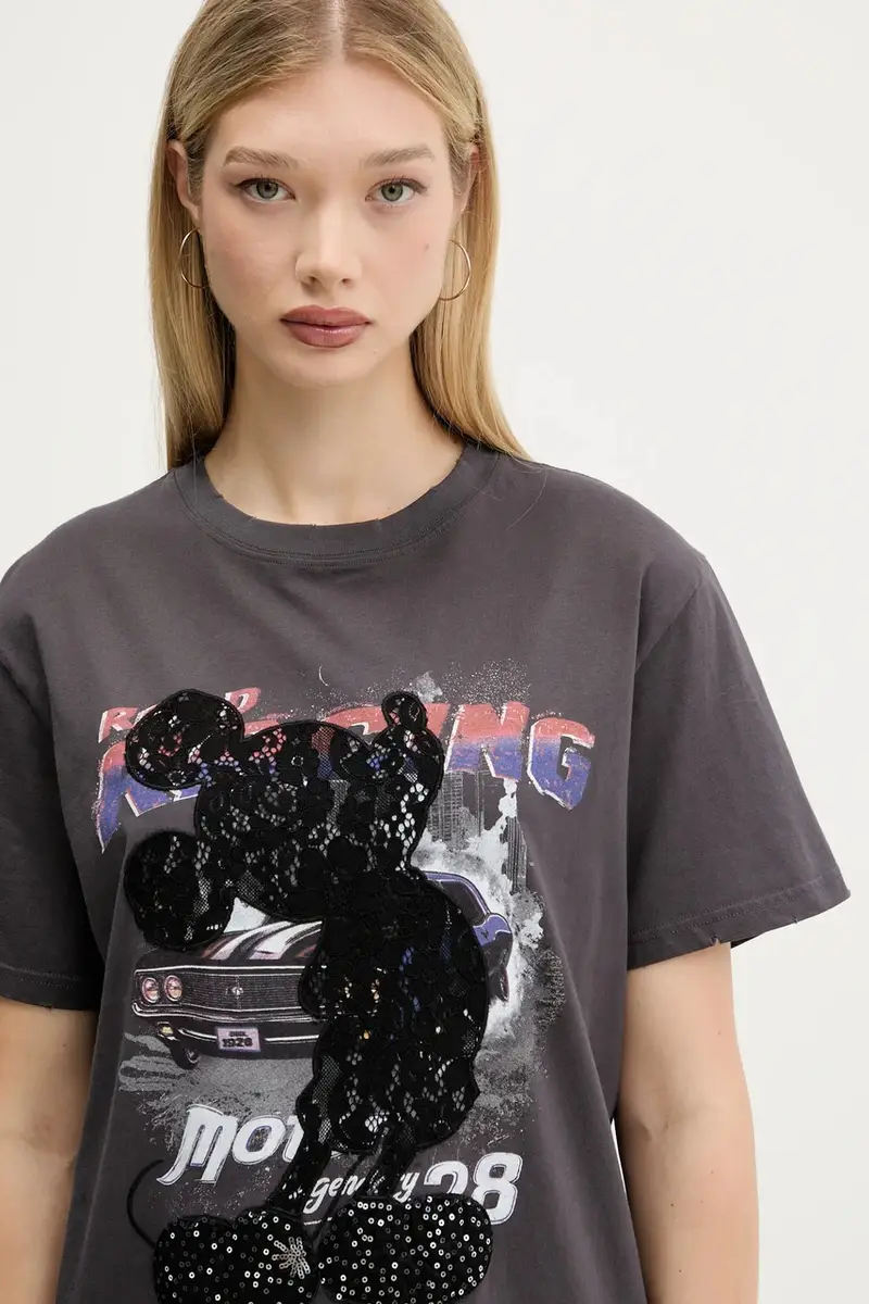 Desigual T-shirt Donna Grigio 3249966 miniatura 4