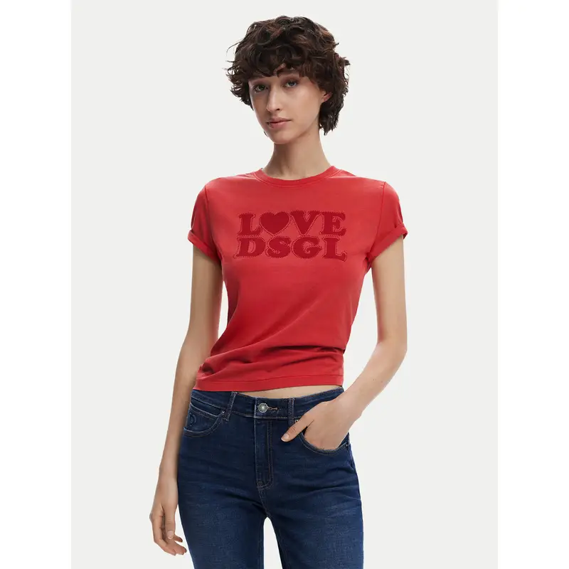 T-shirt Love Dsgl 25SWTK10 Rosso Regular Fit