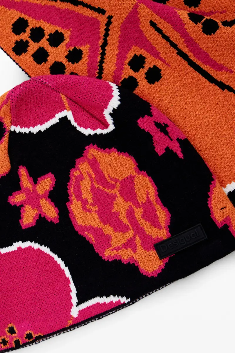 Tessuto fiori grandi e piccoli BLACK miniatura 2