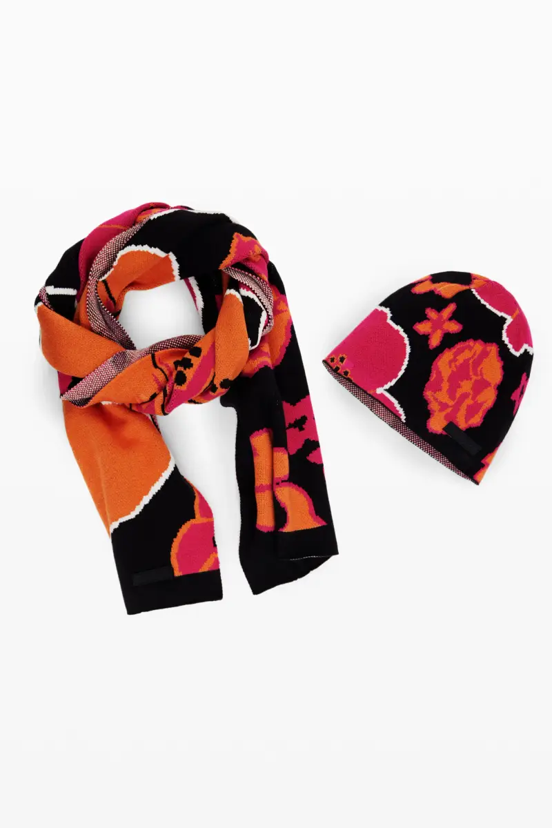 Tessuto fiori grandi e piccoli BLACK