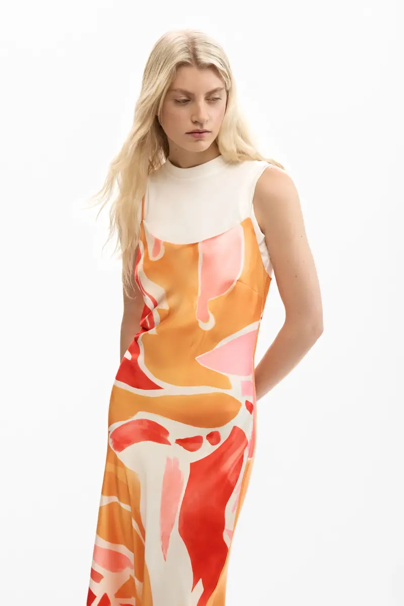 Vestito 2 in 1 a spalline ORANGE miniatura 2