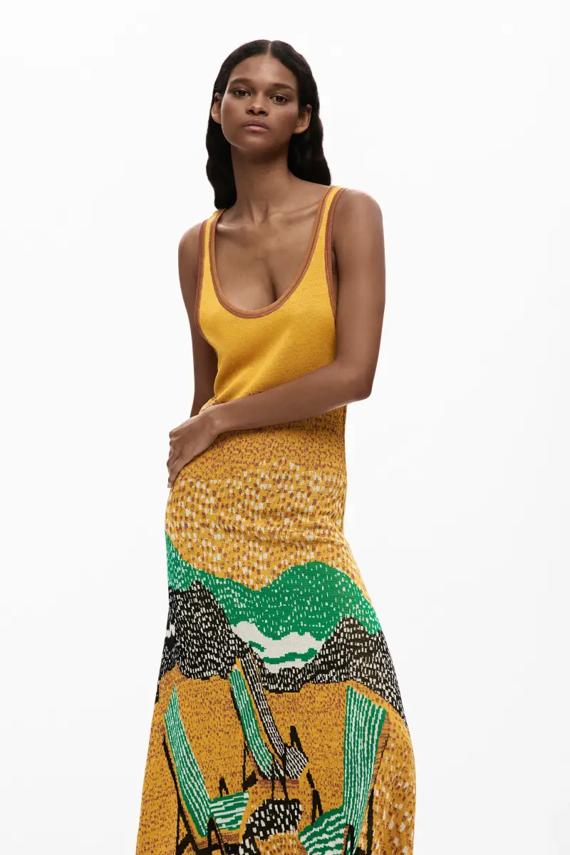 vestito a spalline stampato YELLOW miniatura 2