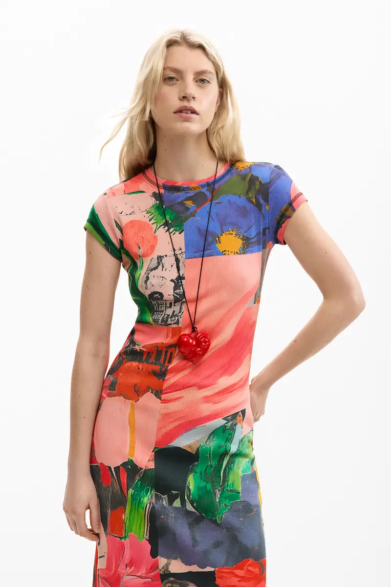 Vestito aderente stampato RED miniatura 2