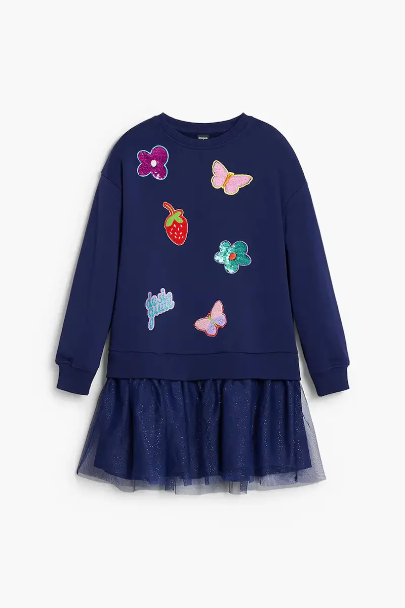 vestito bambina colore blu navy 25WGVK16 miniatura 2