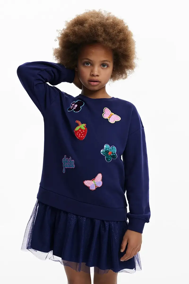 vestito bambina colore blu navy 25WGVK16 miniatura 5