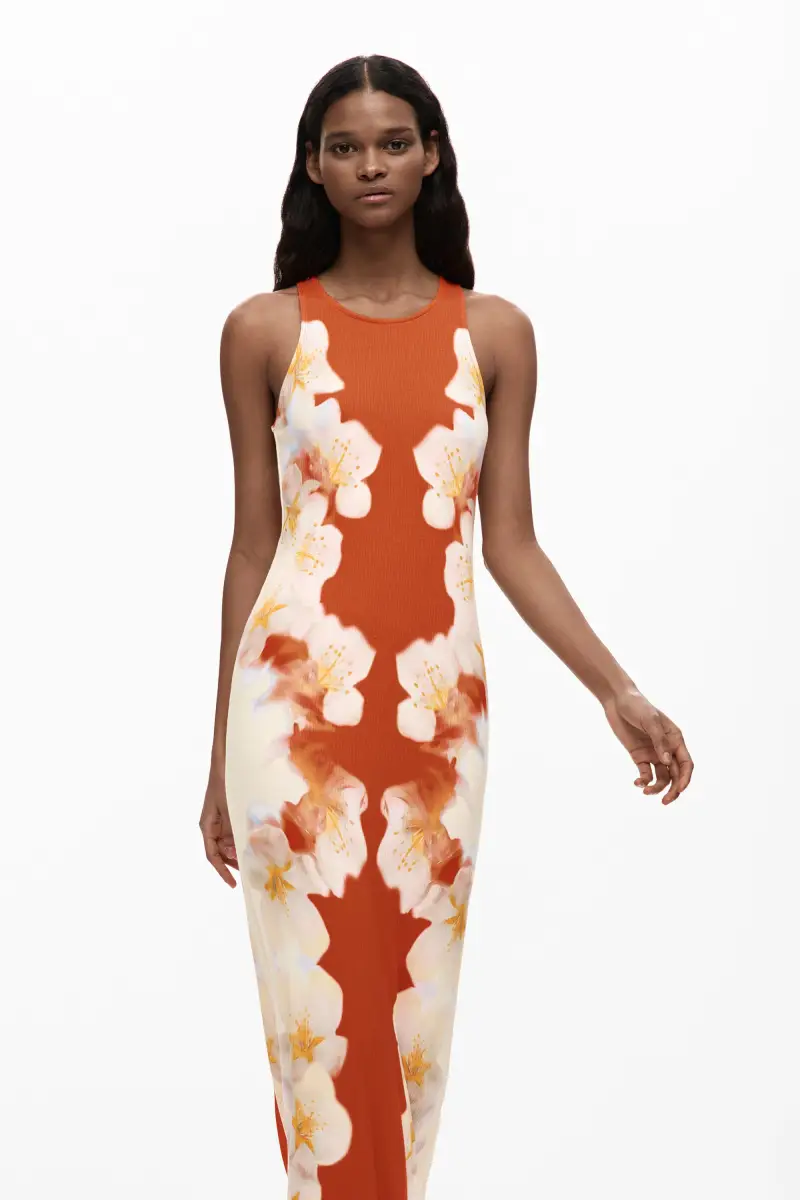 vestito con fiori laterali ORANGE miniatura 2