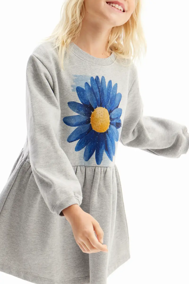 Vestito con illustrazione fiore BLACK miniatura 2