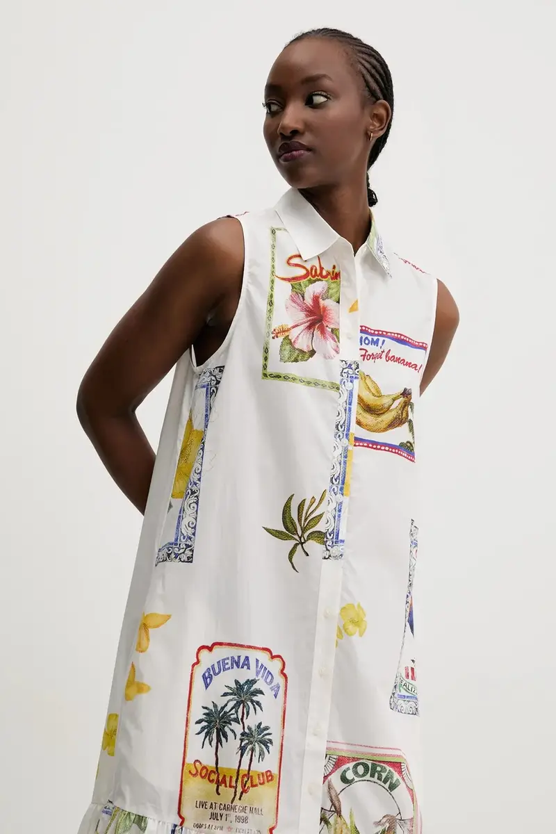 vestito in cotone BARCELONA colore bianco 25SWVW42 miniatura 2