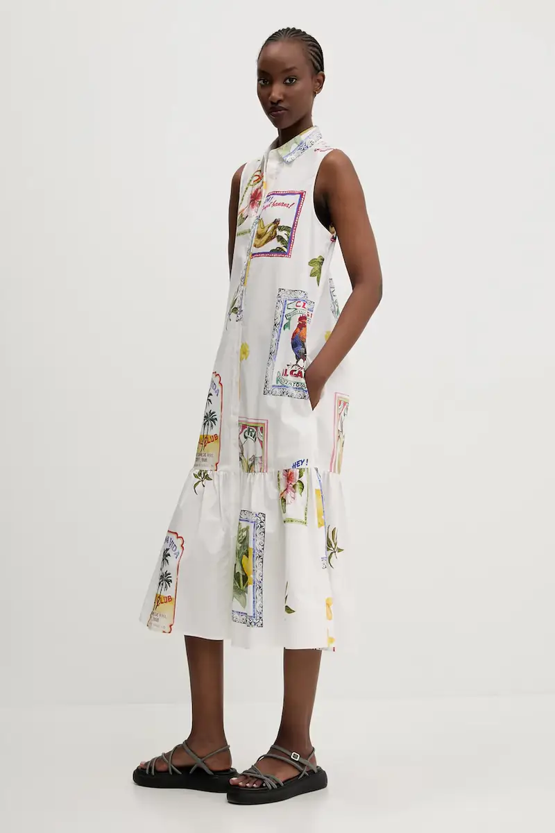 vestito in cotone BARCELONA colore bianco 25SWVW42 miniatura 4