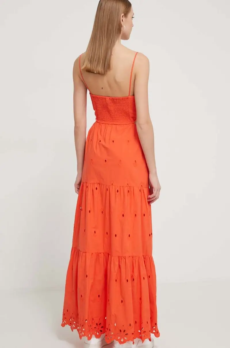 vestito in cotone colore arancione miniatura 3