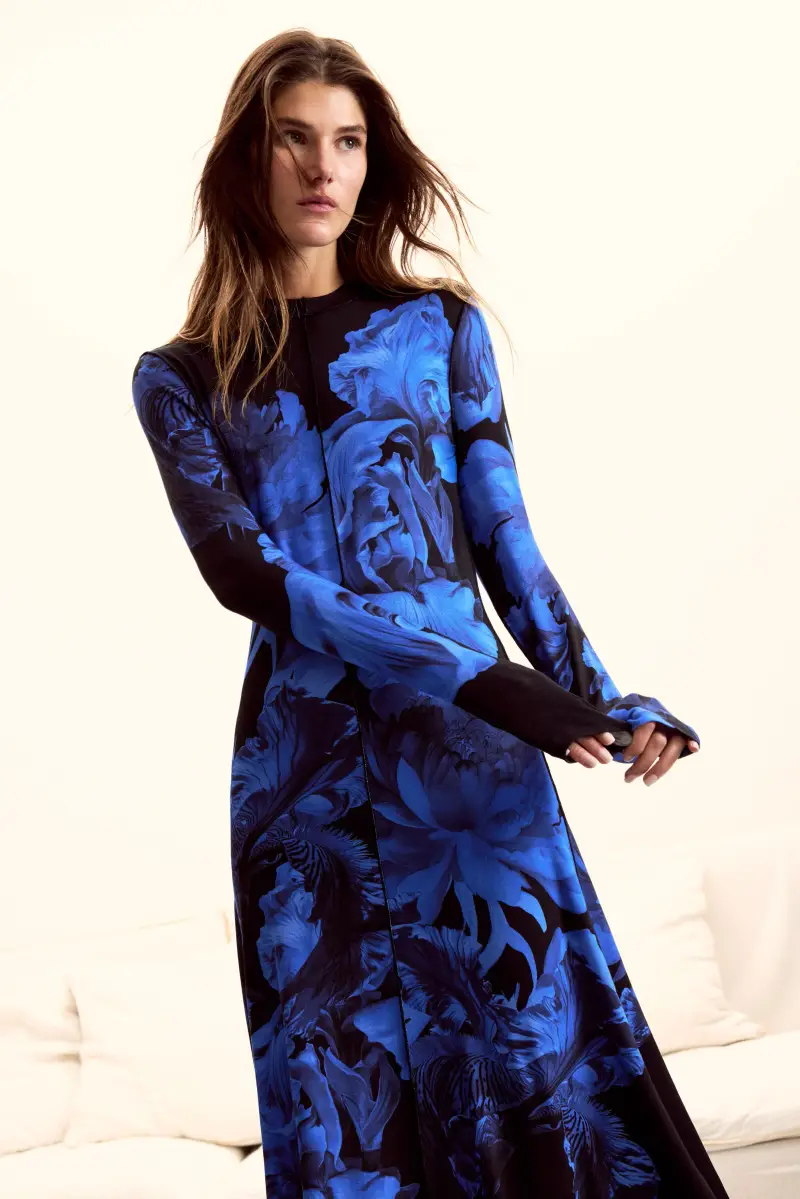 vestito lungo a fiori C Lacroix BLUE miniatura 2