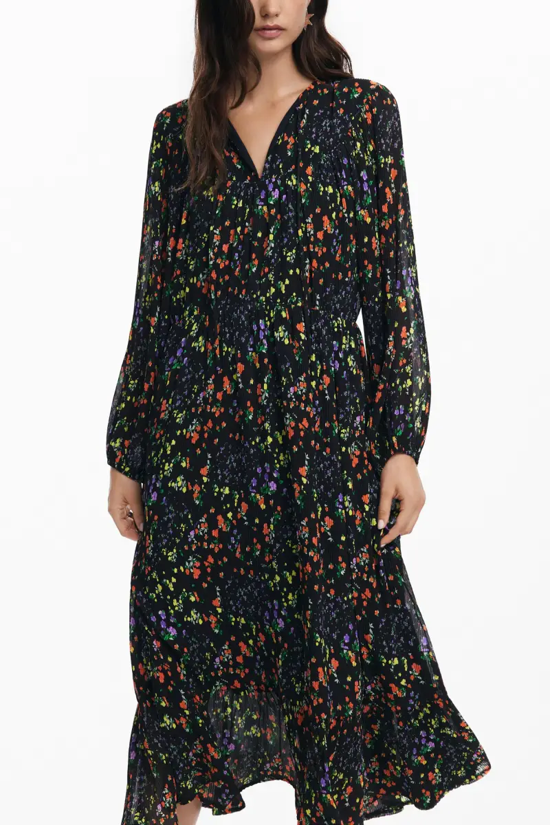 Desigual Abito midi a fiori nero miniatura 2