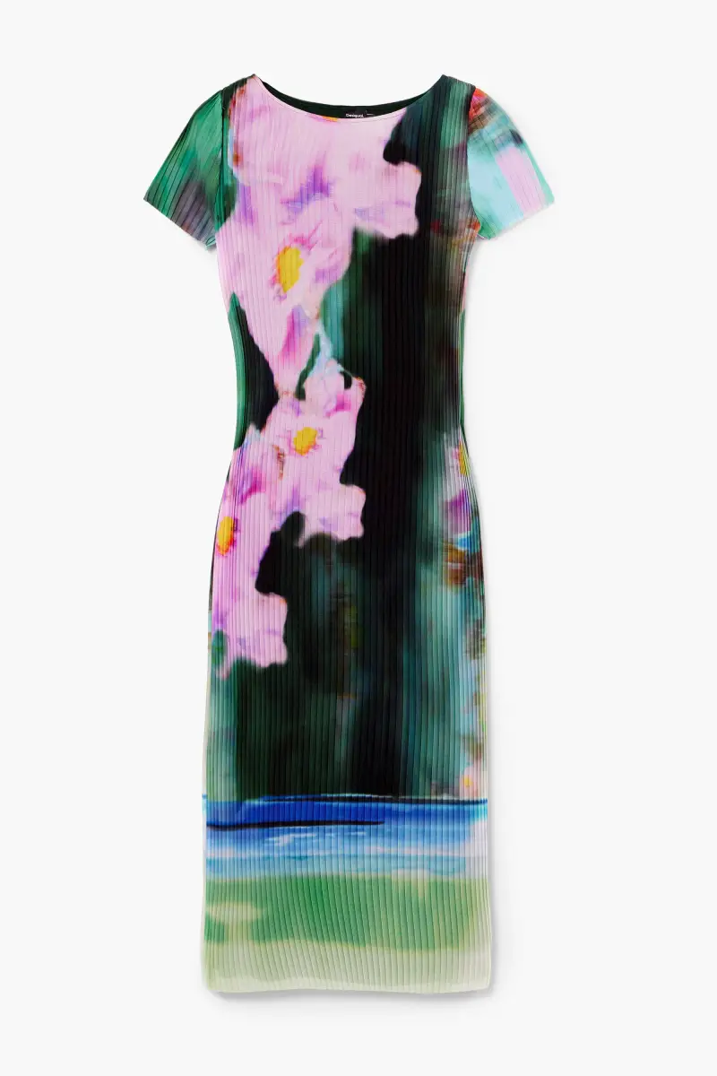 Vestito midi a fiori MATERIAL FINISHES