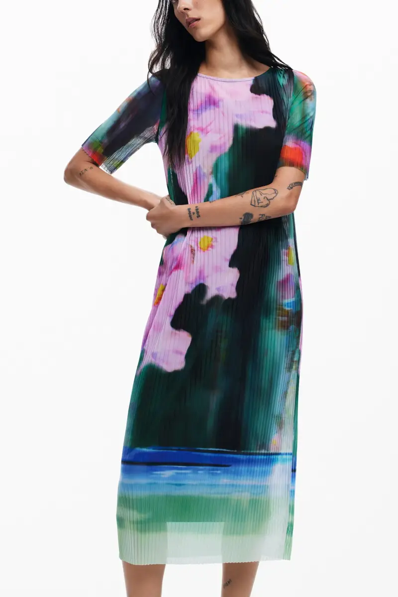 Vestito midi a fiori MATERIAL FINISHES miniatura 2