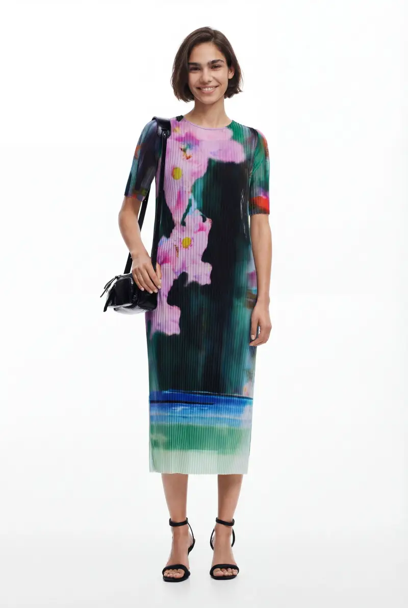 Vestito midi a fiori MATERIAL FINISHES