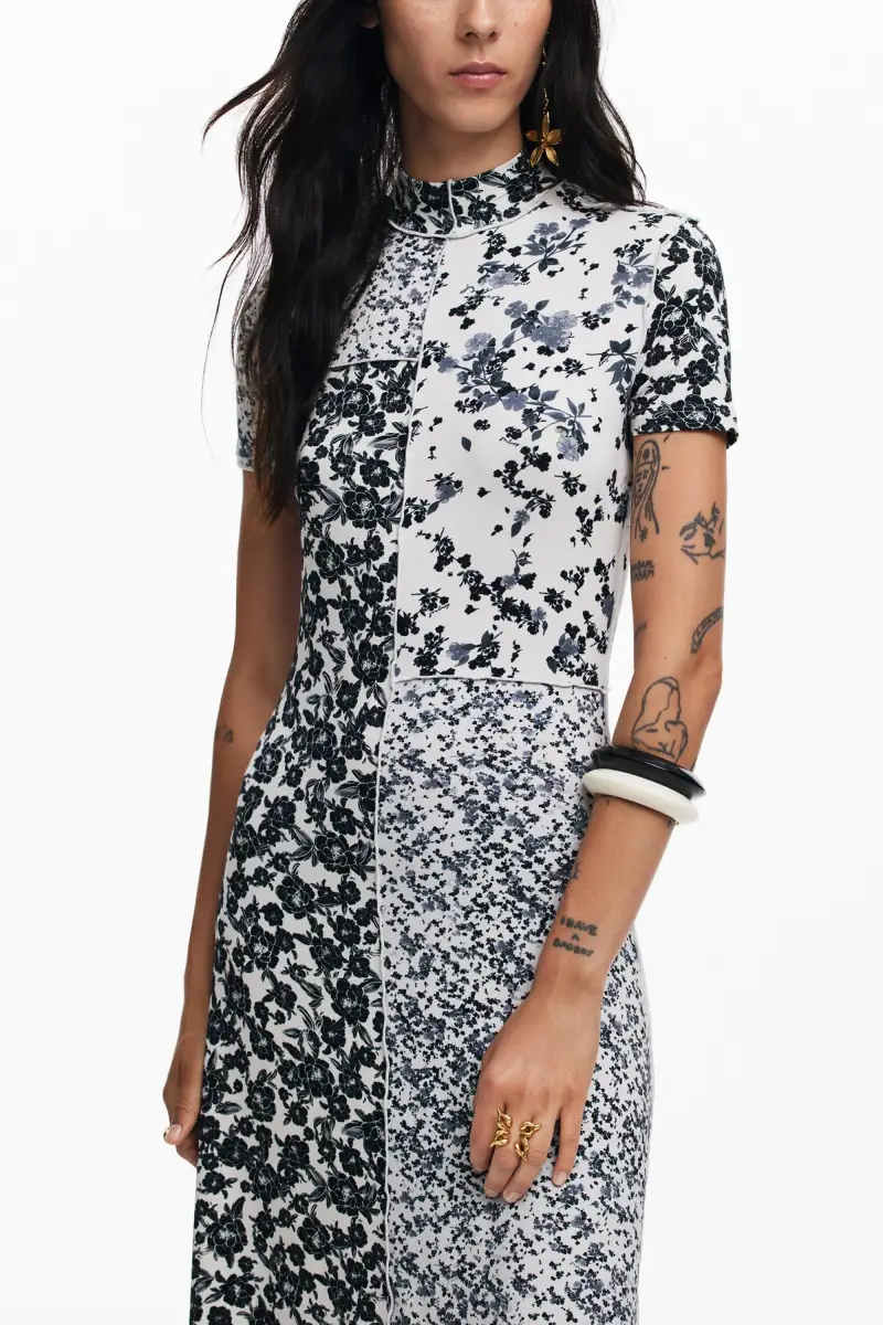 Vestito midi a fiori WHITE miniatura 2