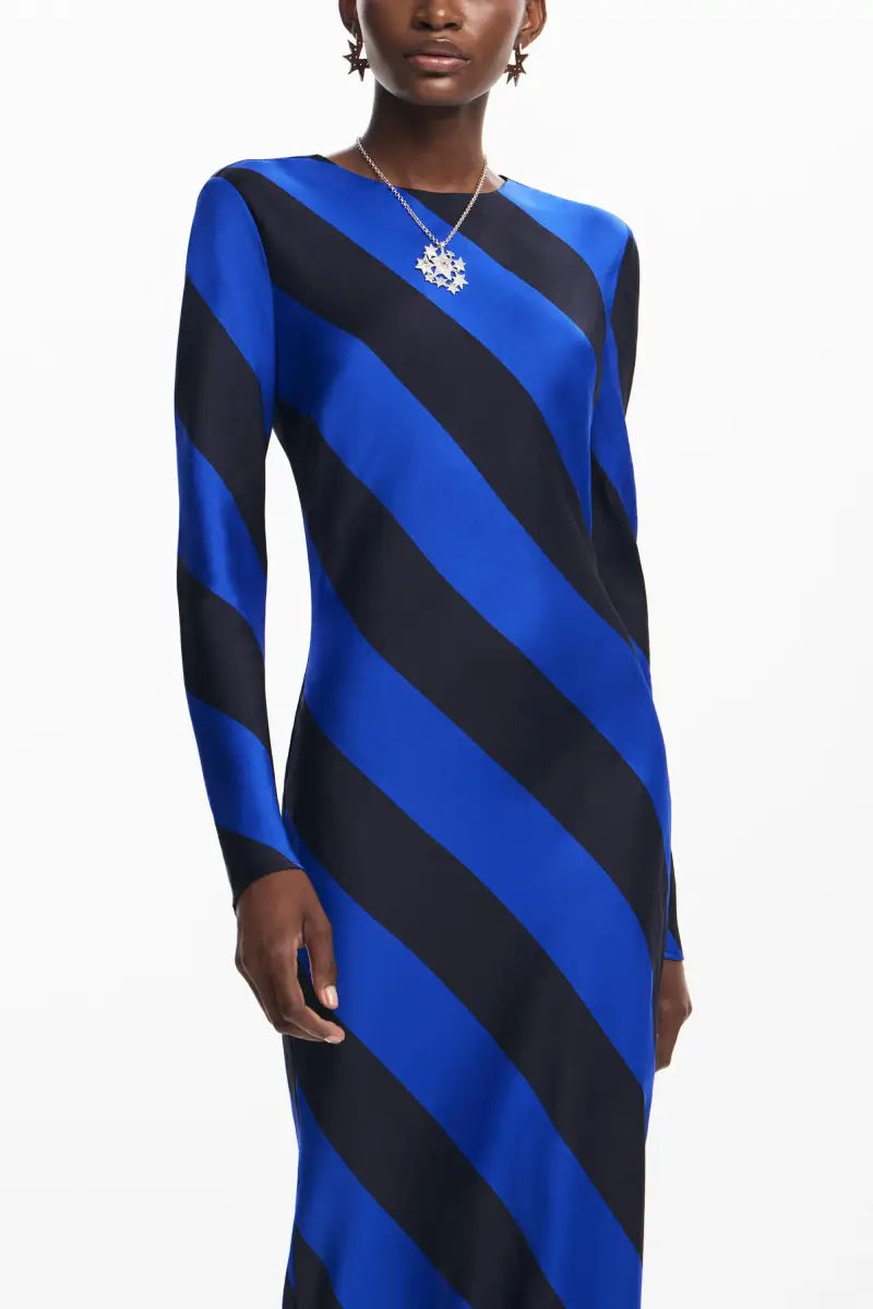 Desigual Vestito midi a righe blu miniatura 2