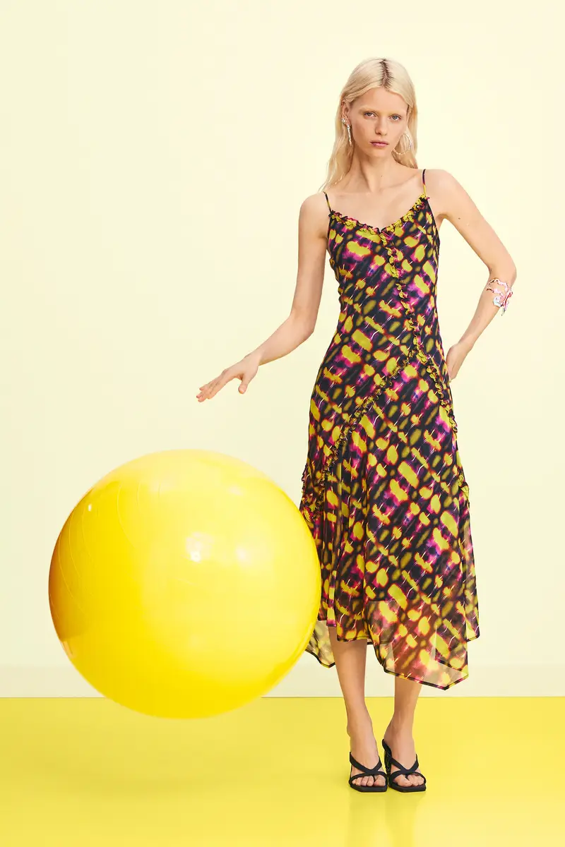 Vestito midi a spalline GREEN