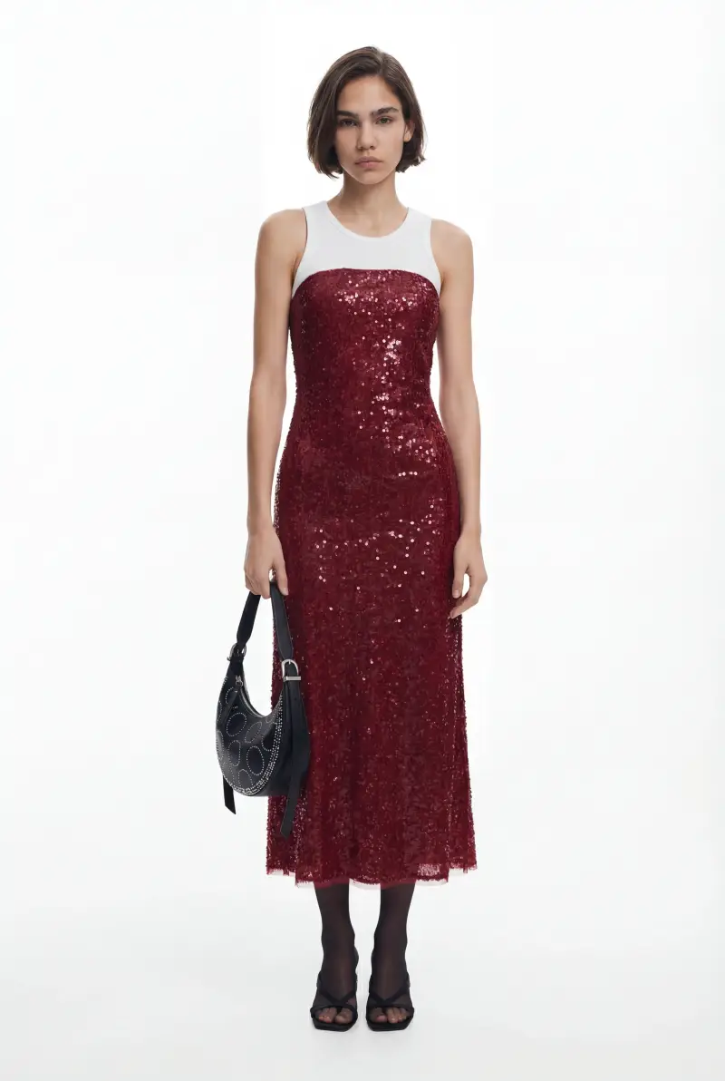 Vestito midi combinato RED