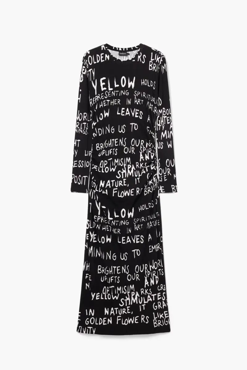 Vestito midi con frasi BLACK