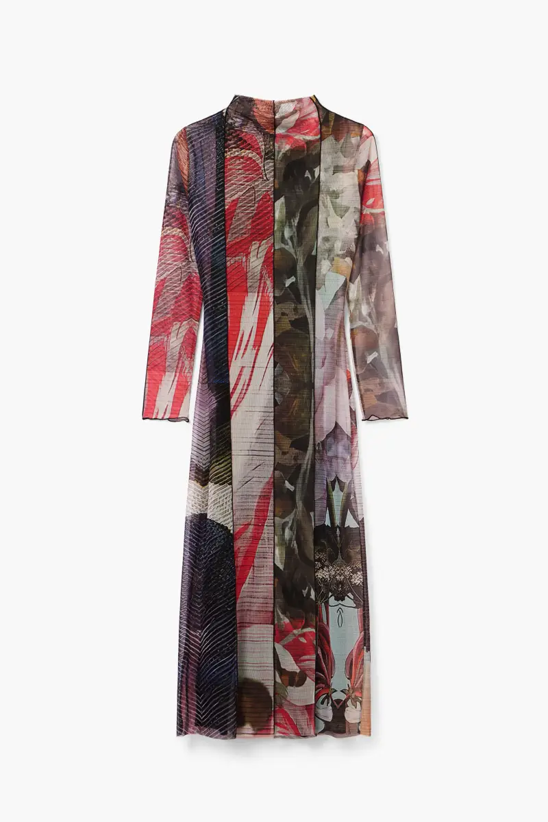 Vestito midi in tulle stampato MATERIAL FINISHES