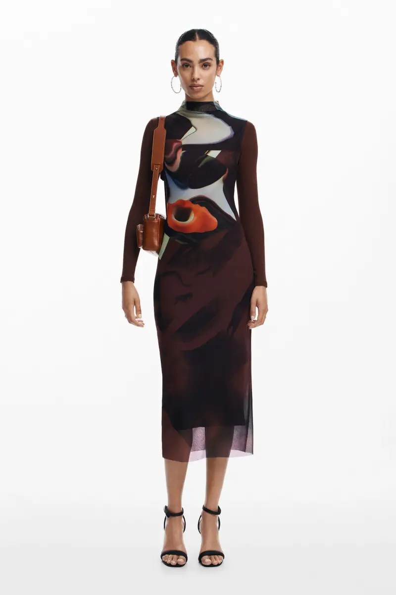 Vestito midi multiposizione MATERIAL FINISHES