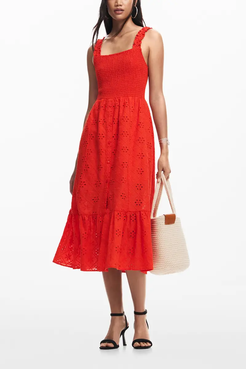 Vestito midi ricamato ORANGE miniatura 2