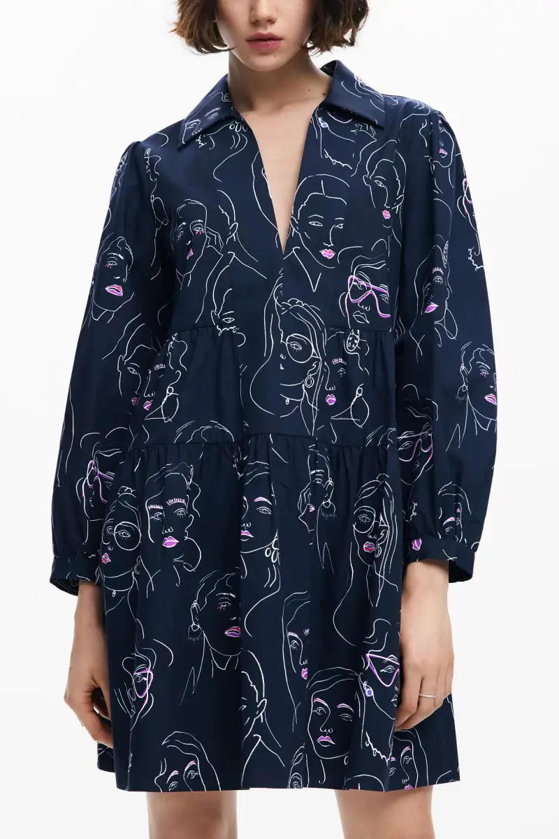 Vestito mini con facce BLUE miniatura 2