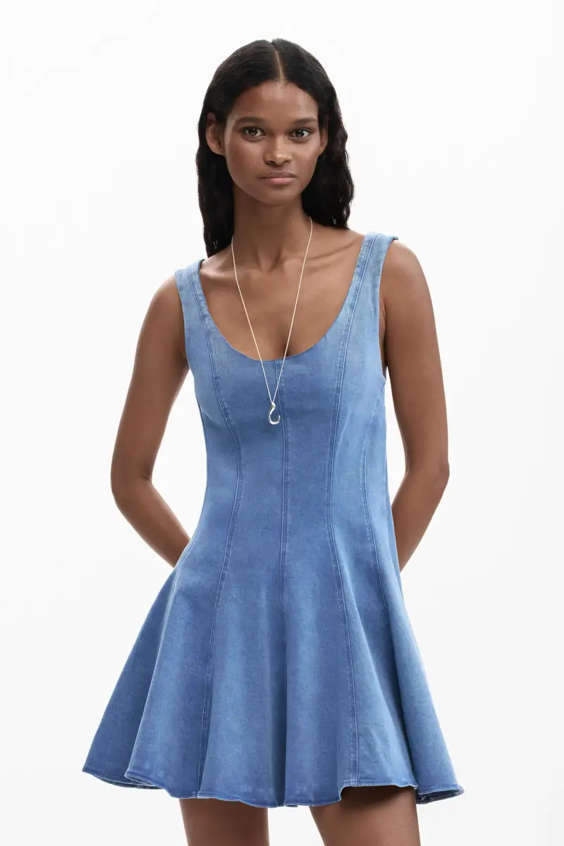 Vestito skater effetto denim BLUE miniatura 2