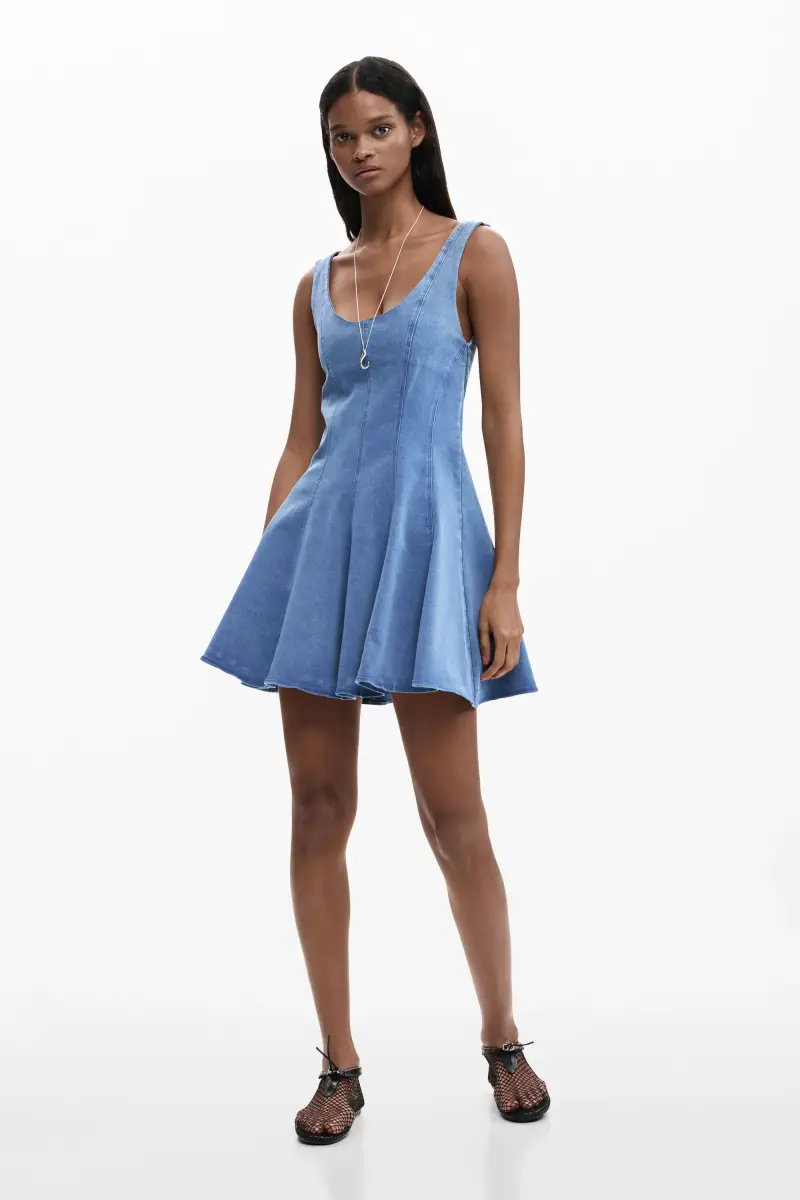 Vestito skater effetto denim BLUE