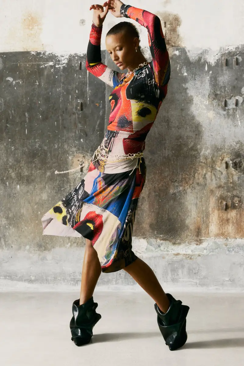 VESTITO STAMPATO BOCAS BLACK