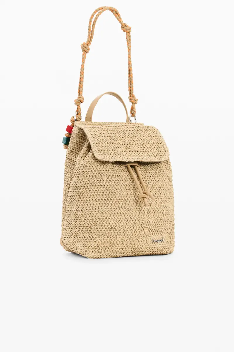 zainetto piccolo in rafia con charms WHITE miniatura 2