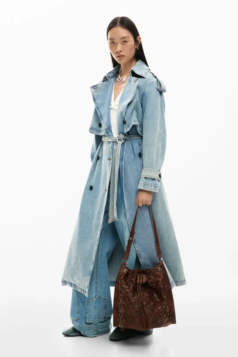 Zaino a sacco intrecciato di medie dimensioni BROWN miniatura 2