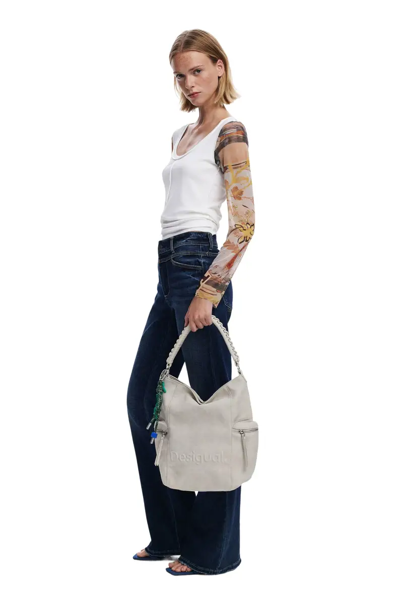 Zaino Donna Beige Half Logo Africa con Stampa miniatura 2