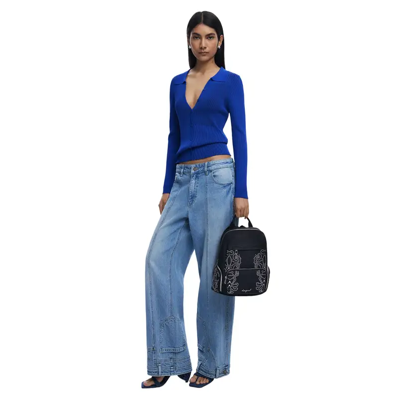 Zaino Donna Poker Face Chester Mini con Borchie Nero miniatura 2