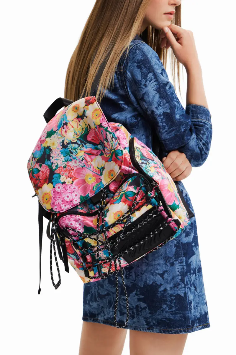 Zaino grande floreale RED miniatura 2