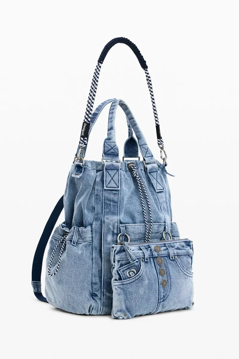 zaino grande in denim BLUE miniatura 2